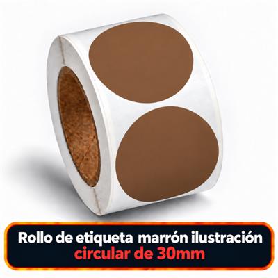 Rollo de etiqueta Ilustración Circular Marron 30 Diametro (B40 ROLLO x 1000)